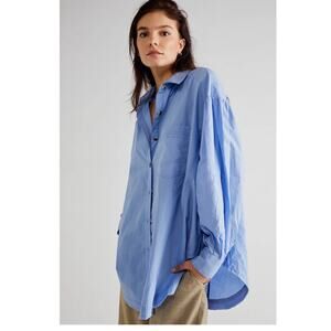 Free People We The Free Happy Hour Poplin Shirt Top Large Women Oversized